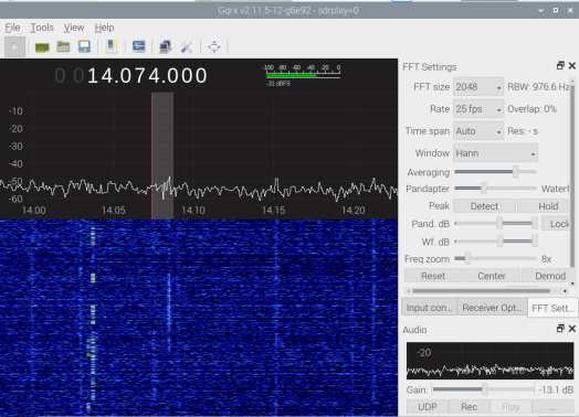 GQRX listening on 14.074MHz