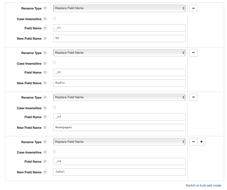 Replacing field names