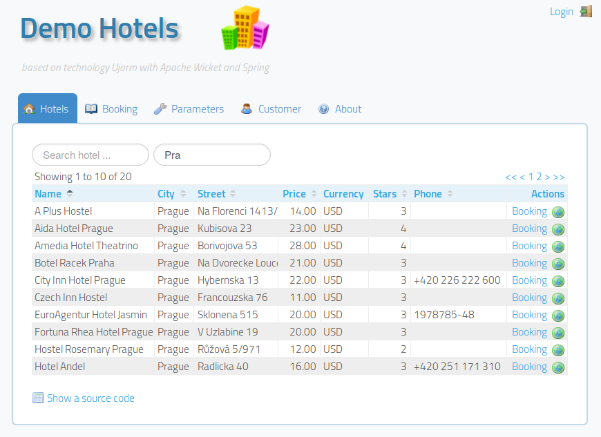 Demo Hotels screentshot