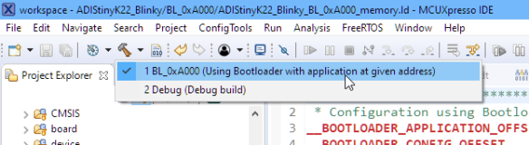 Build Configuration for Bootloader Application