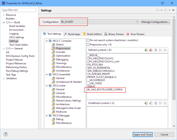 Enabling Bootloader configuration