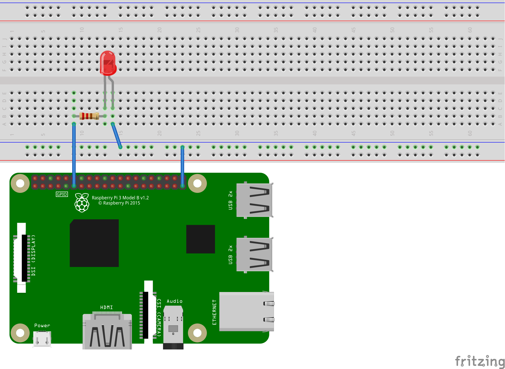 connecting the LED, resistor, and wires