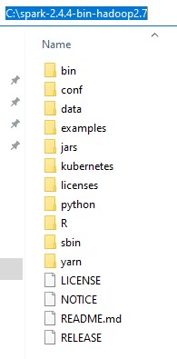 C:\ spark-2.4.4-bin-hadoop2.7 directory