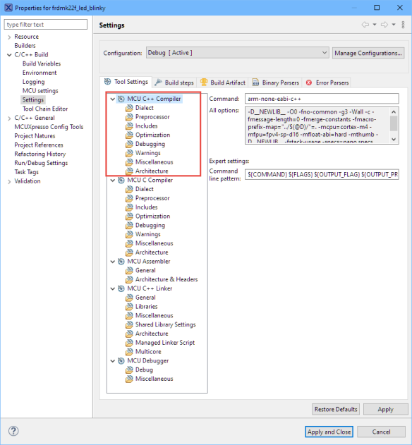 C++ Compiler Options